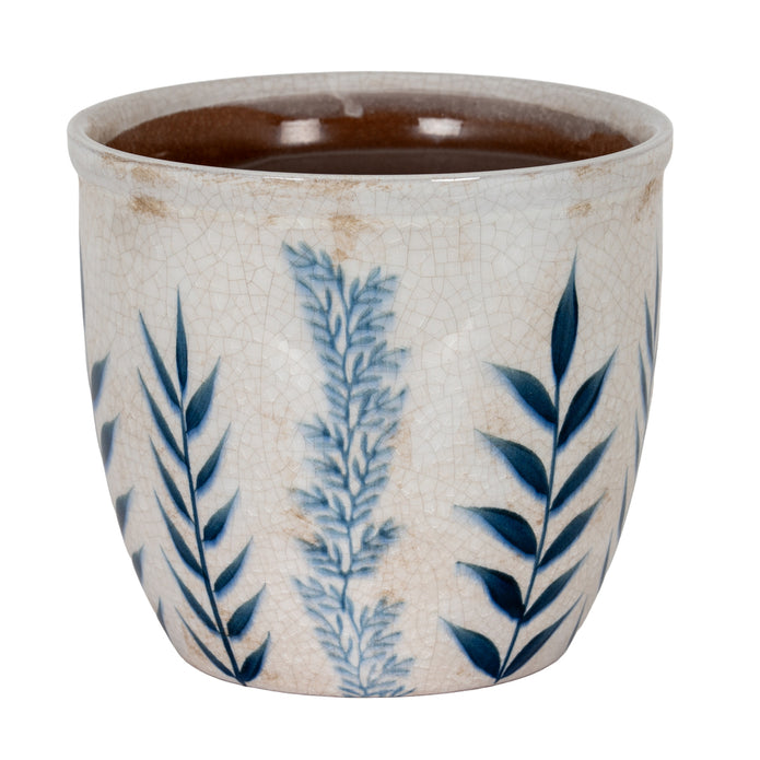 Blue Floral Plant Pot