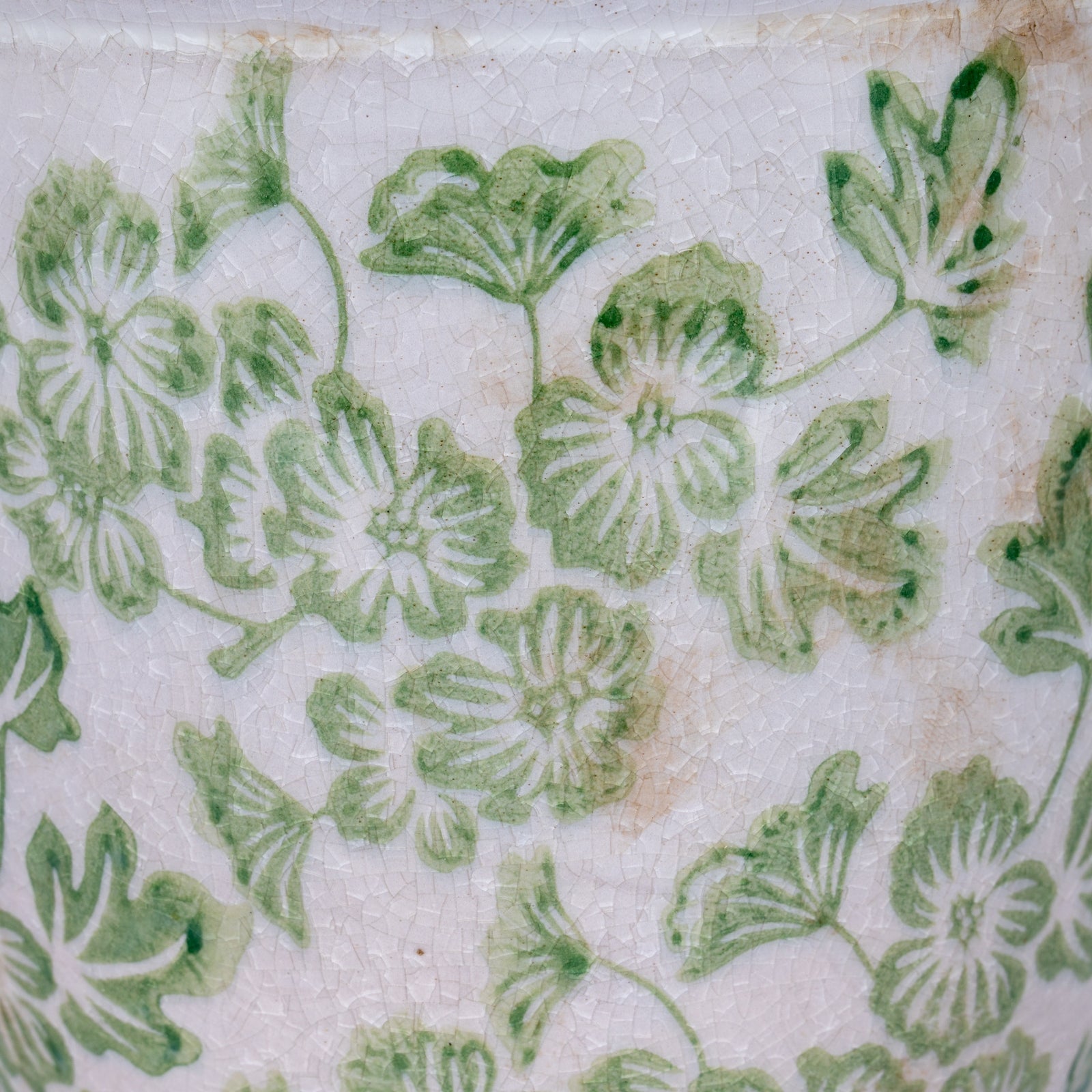 Green Floral Plant Pot