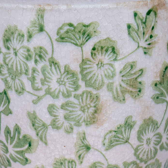 Green Floral Plant Pot