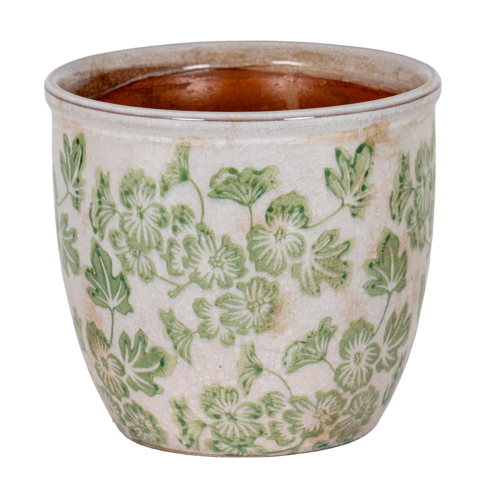 Green Floral Plant Pot