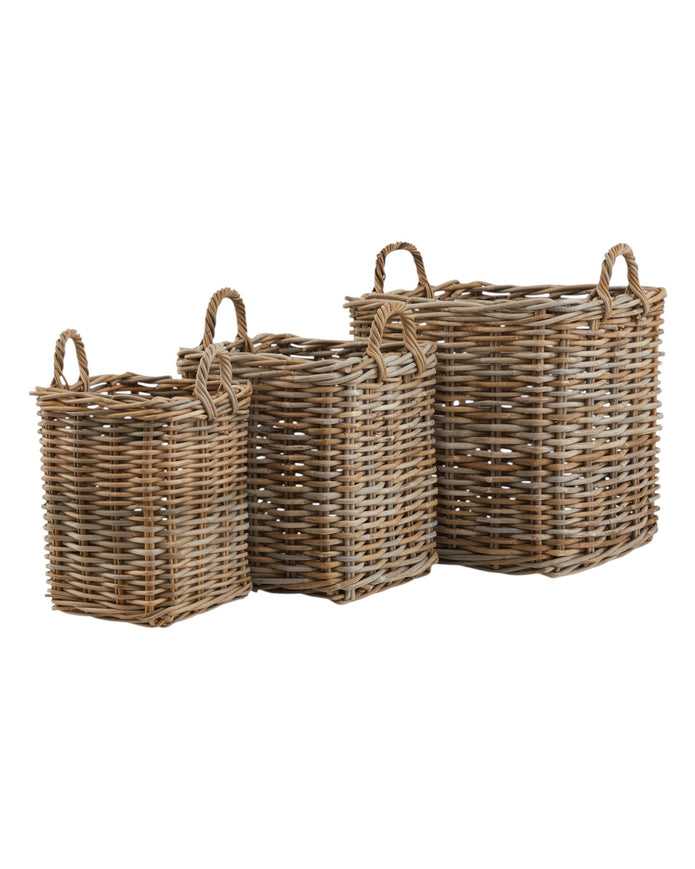 Rattan Kubu luxury square storage baskets from Hill Interiors, eco-friendly home decor with stylish woven design for organization.