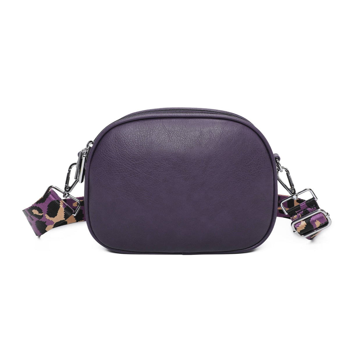 Rounded Crossbody Bag with Pattern Strap