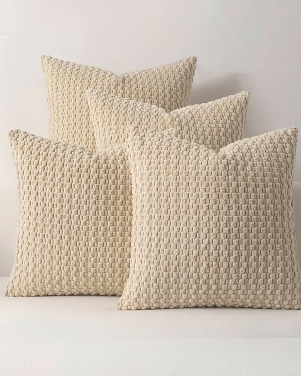 Beige Honeycomb Woven Design Cushion Cover - PRE ORDER TWO WEEK DELIVERY