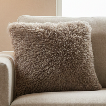 Brown Faux Fur Cushion Cover