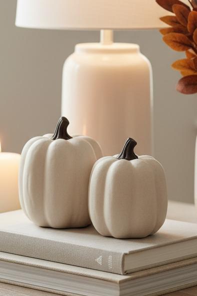 Matt White Ceramic Pumpkin