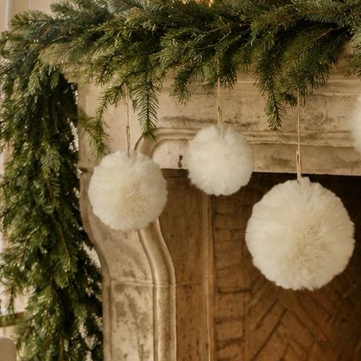 Cream Fluffy Hanging Fur Snowball