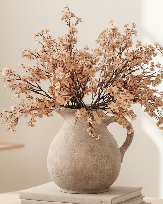 Artificial Peach And Brown Gypsophelia Stem