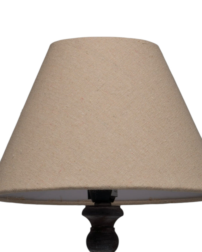 Incia Stem Table Lamp by Hill Interiors featuring a sleek design with a tall, elegant ceramic base and a modern fabric shade.