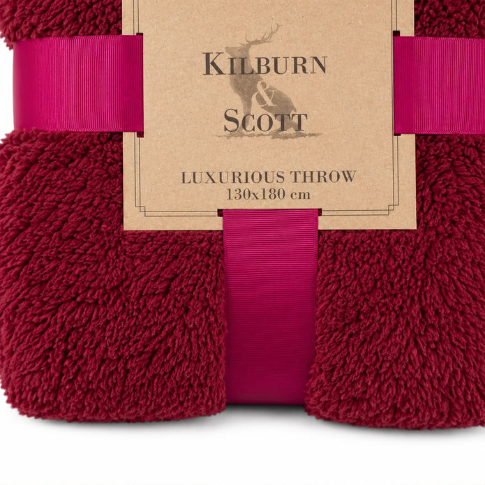 Burgundy Teddy Throw Blanket – Cosy Autumn & Winter Soft Furnishing