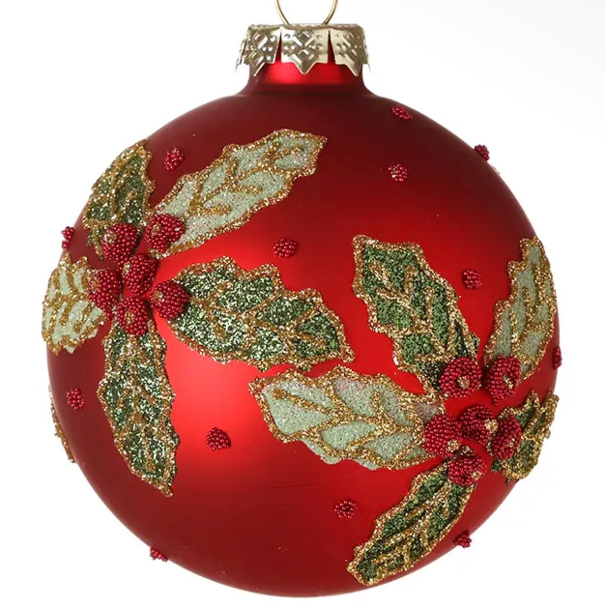 Burgundy Bauble with Holly