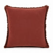 Burgundy Frayed Edge Cushion Cover, front view of burgundy fabric and frayed edges against white