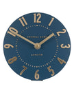 Thomas Kent Mulberry 6-inch Midnight Blue Mantle Clock by Gallery Direct, featuring a round face and classic design.