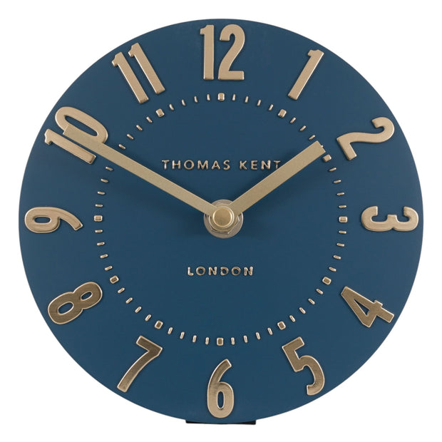 Thomas Kent Mulberry 6-inch Midnight Blue Mantle Clock by Gallery Direct, featuring a round face and classic design.