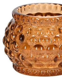 Rust Brown Glass Bubble Candle Pot Holder
