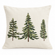 Cream And Green Embroidered Christmas Tree Cushion Cover