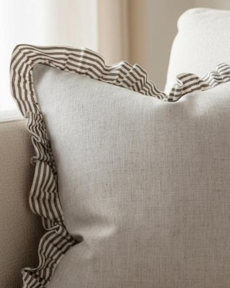 Bella Chocolate Brown Ruffle Square Cushion Cover