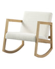 Cream boucle Sherpa rocking chair by Starlight Express with plush fabric and wooden rocker base, stylish furniture for cozy spaces.