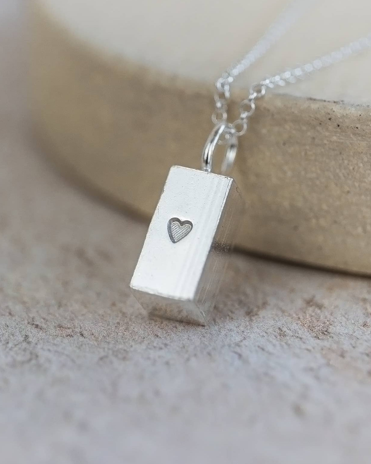 Sterling Silver Ingot Stamped Pendant Necklace