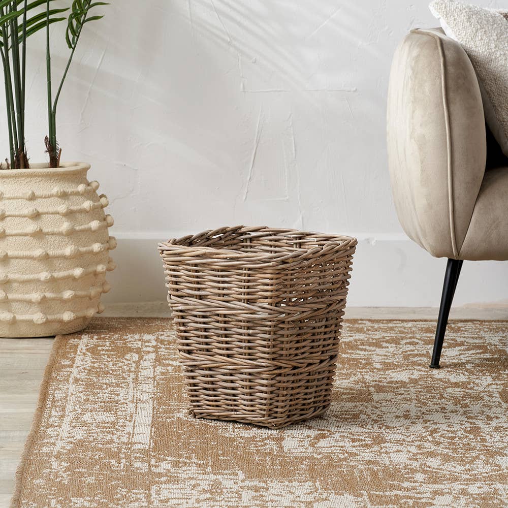 Burley Rattan Square Waste Paper Bin