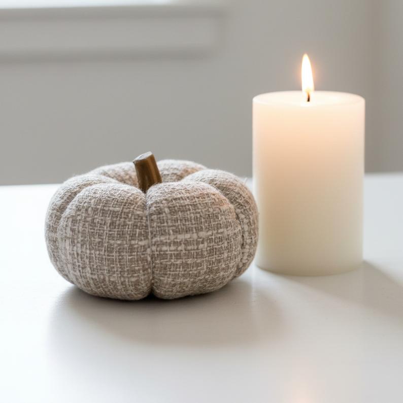 Grey Fabric Pumpkin