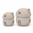 Glazed Ceramic Mushroom House with LED Ornament with Textured Detail