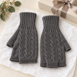 Grey Cosy Cable Knit Fingerless Gloves