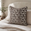 Chocolate Brown Velvet Floral Print Cushion Cover