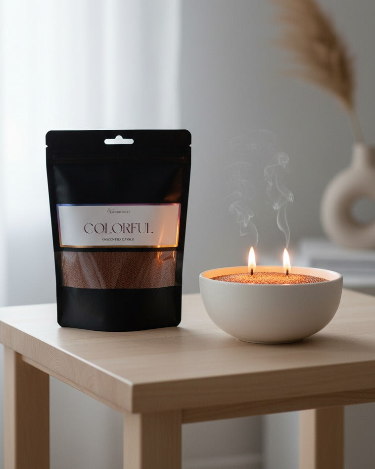 Unscented sand jar candle kit from The Candledust, featuring a natural, fragrance-free home fragrance candle with a simple sand-filled jar.