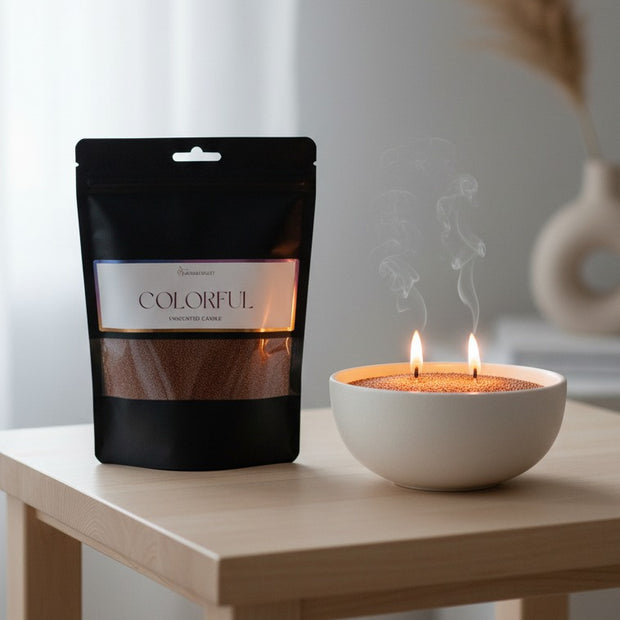Unscented sand jar candle kit from The Candledust, featuring a natural, fragrance-free home fragrance candle with a simple sand-filled jar.