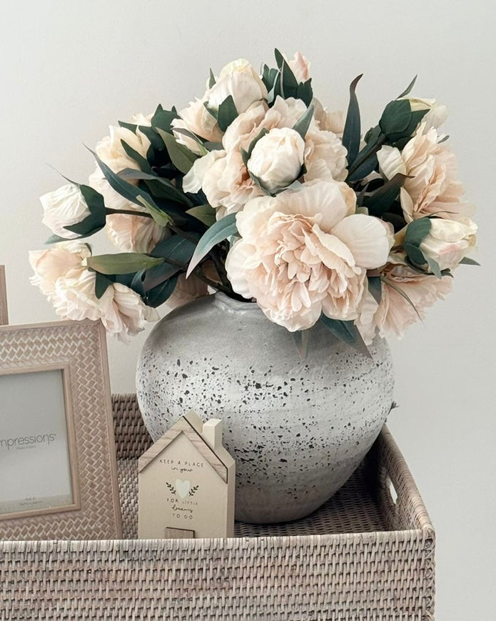 Artificial Champagne Open Double Peony Flower Stem