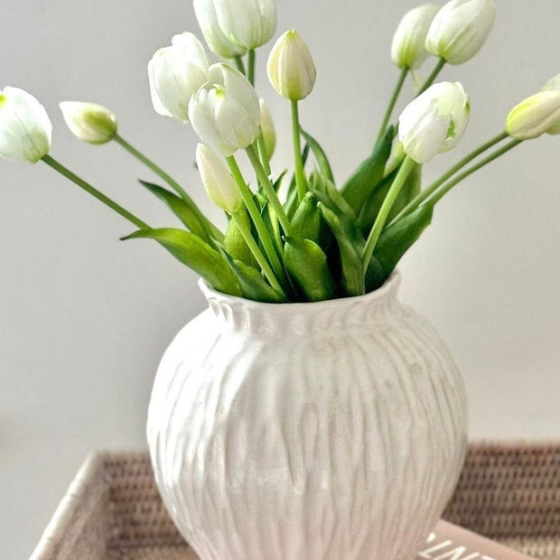 Numa round glazed vase by Hill Interiors with a smooth, glossy finish and a classic shape suitable for decorative floral arrangements.