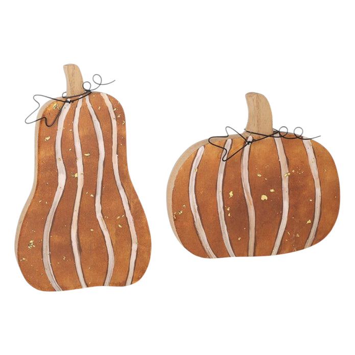 Small Wooden Orange Pumpkin Decoration
