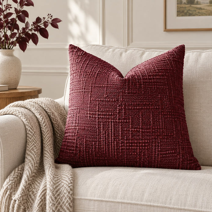 Burgundy Chenille Textured Cushion Cover