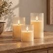 Ribbed LED Light Up Acrylic Candles - Set of Three