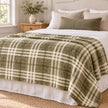 Olive Green Checkmate Rolled Fleece Blanket Throw