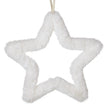 Fluffy Hanging White Star, small fluffy white outline star against white