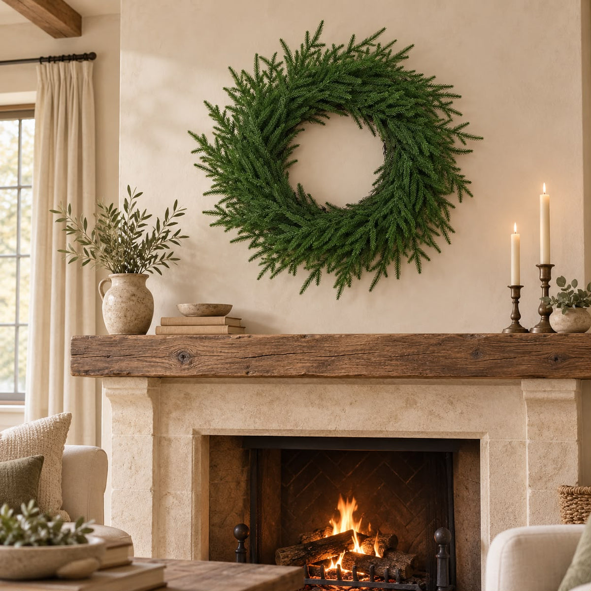 Artificial Luxury Green Norfolk Wreath