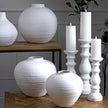 Hill Interiors Regola Matt White Stone Vase, elegant decorative vase with smooth matte finish and modern design.