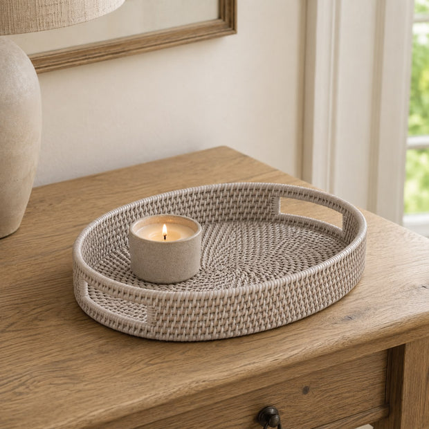Rattan Oval Small Tray With Handles