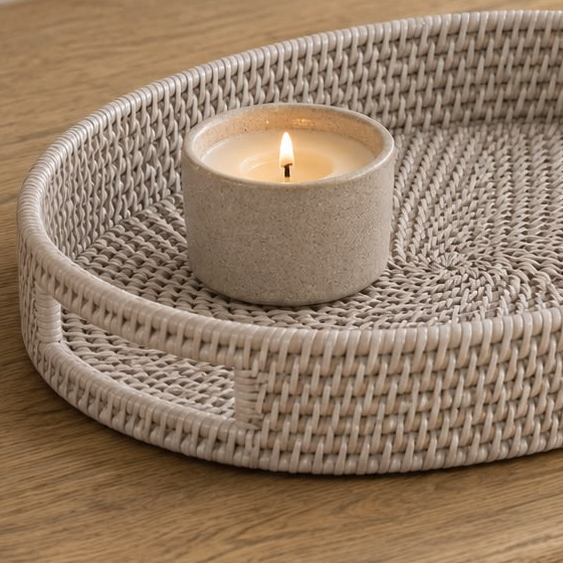 Rattan Oval Small Tray With Handles