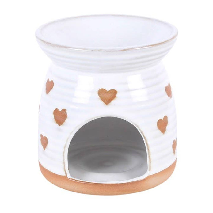 Beige Heart Print Oil Burner