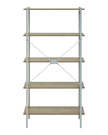 Natural oak five-tier shelving bookcase from Interiors by Premier, showcasing sturdy wooden shelves for versatile storage.
