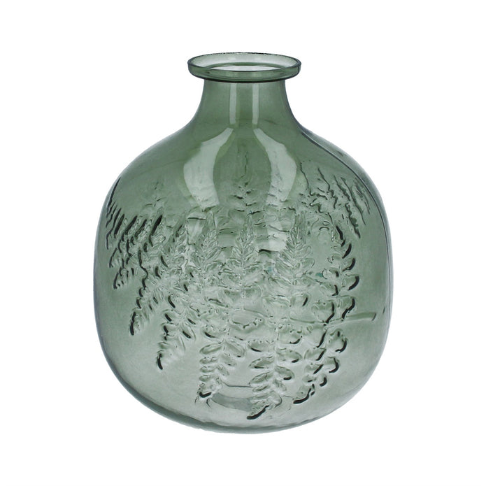 Green Glass Fern Ball Vase