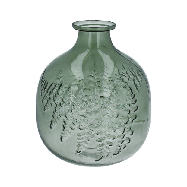 Green Glass Fern Ball Vase