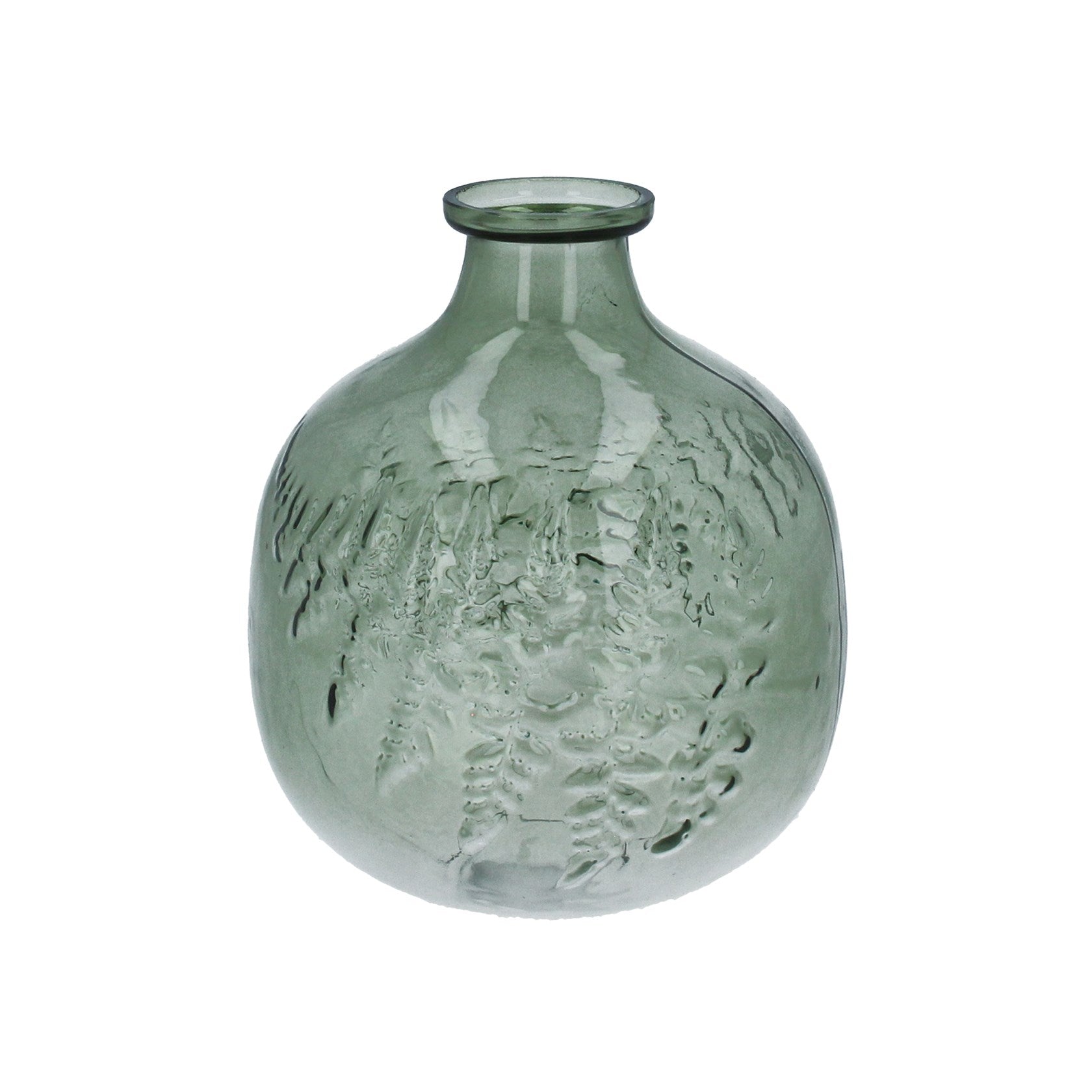 Green Glass Fern Ball Vase