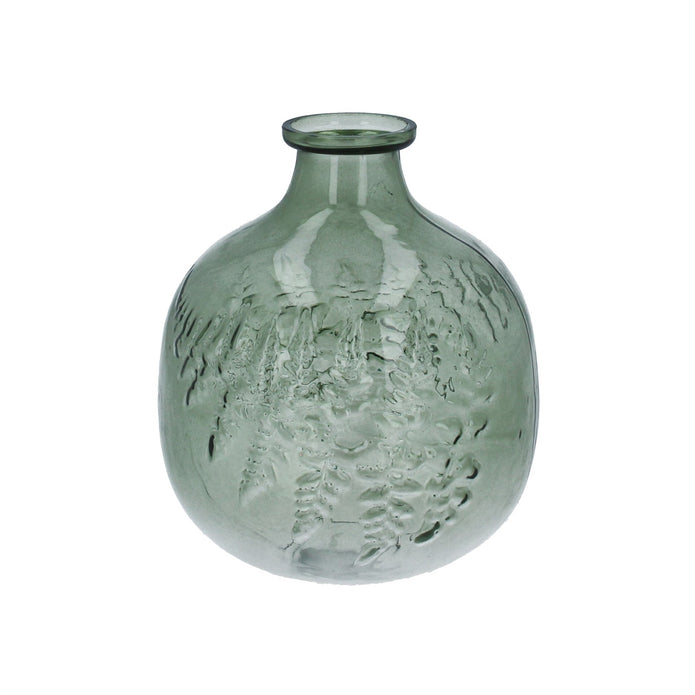 Green Glass Fern Ball Vase