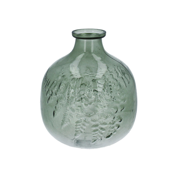 Green Glass Fern Ball Vase