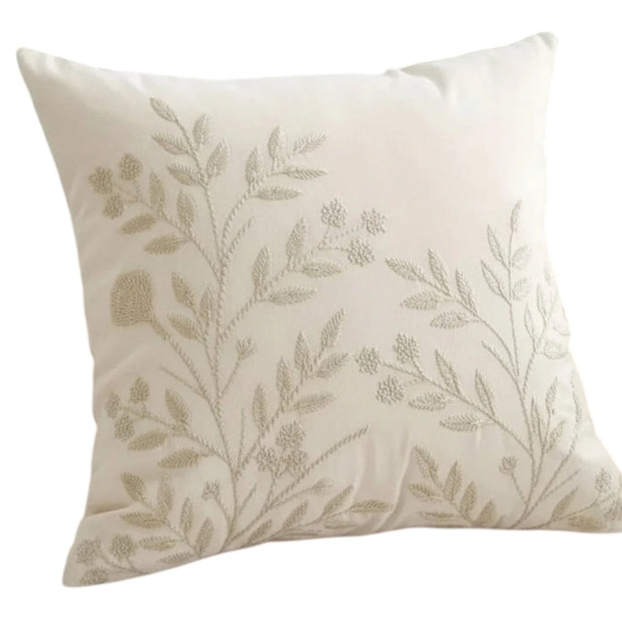 Cream floral embroidered cushion cover by Starlight Express, featuring soft furnishings with intricate floral embroidery.