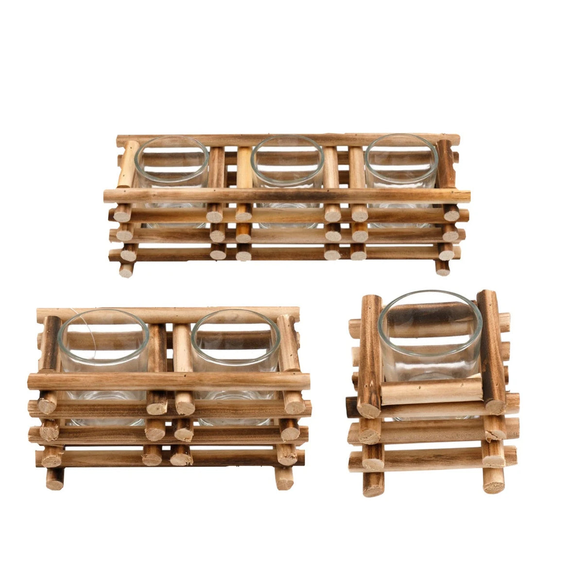 Autumn wooden coastal tealight candle holder by Sifcon, featuring a rustic design with natural wood and coastal accents for cozy decor