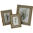 Neutral Wooden Tundra Photo Frame, three natural wooden frames with leaf-patterned borders